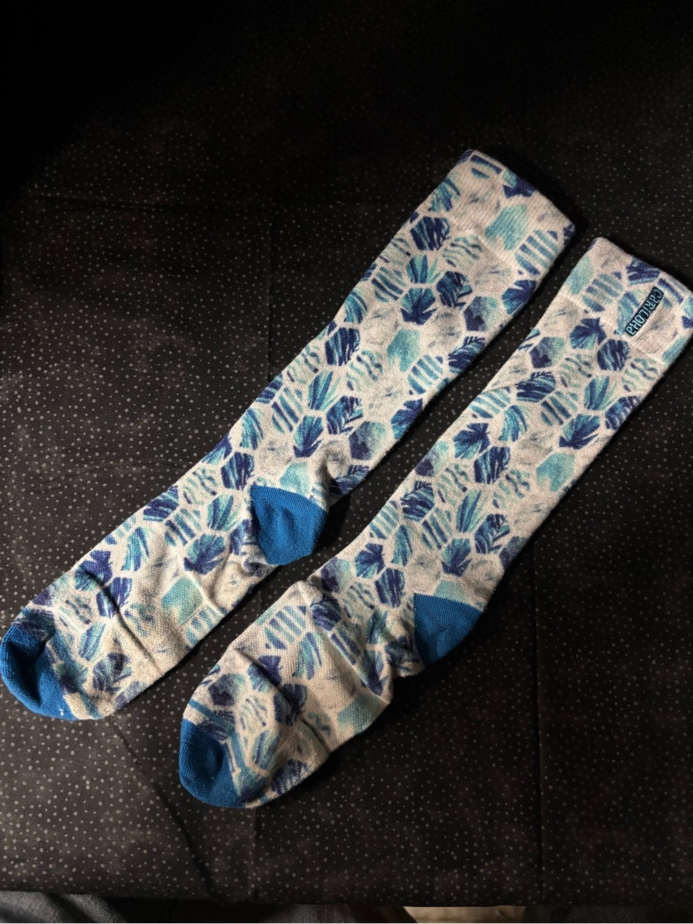 Blue Leaf-Print Knee High Socks by Cariloha.